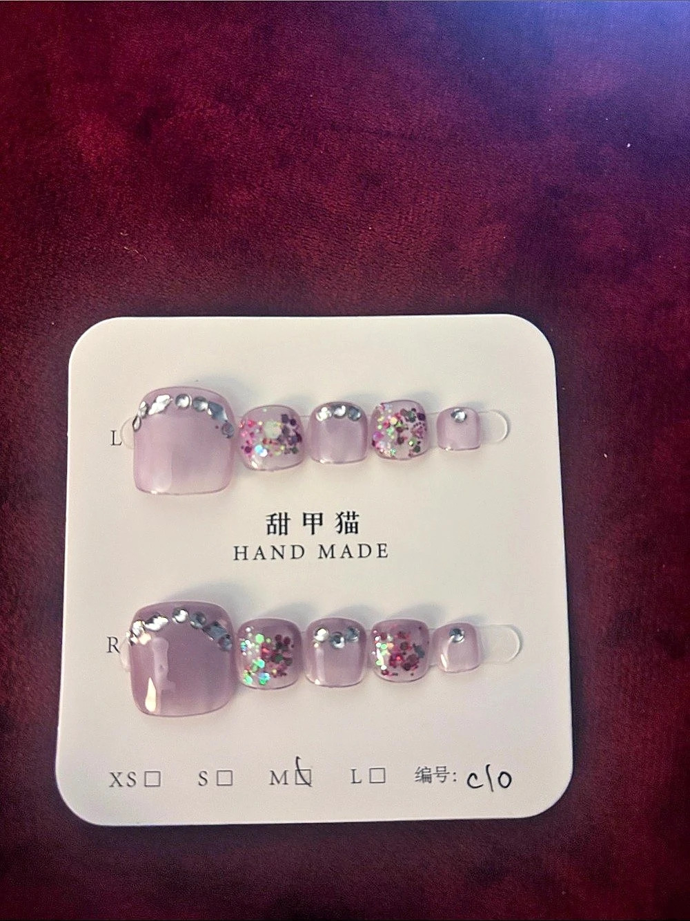 Pink & Silver Press-On Nails Size Medium NWT